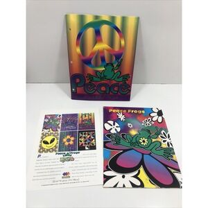 Lot of 2 Vintage Peace Frog Folder And 6 Posters Retro Y2K 70's USA School